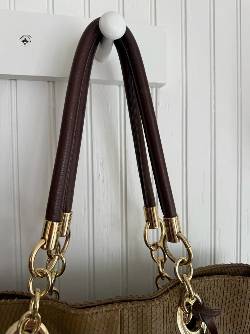 Cynthia Rowley Olive Green Tote Bag with Gold Hardware